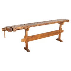 Antique Rustic Narrow Console Table Carpenter's Work Table, Denmark circa 1920's