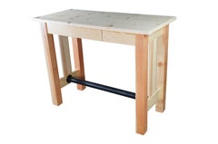 Rustic Natural Pine Farmhouse Workbench Tall Desk Footrest Hall Table Console