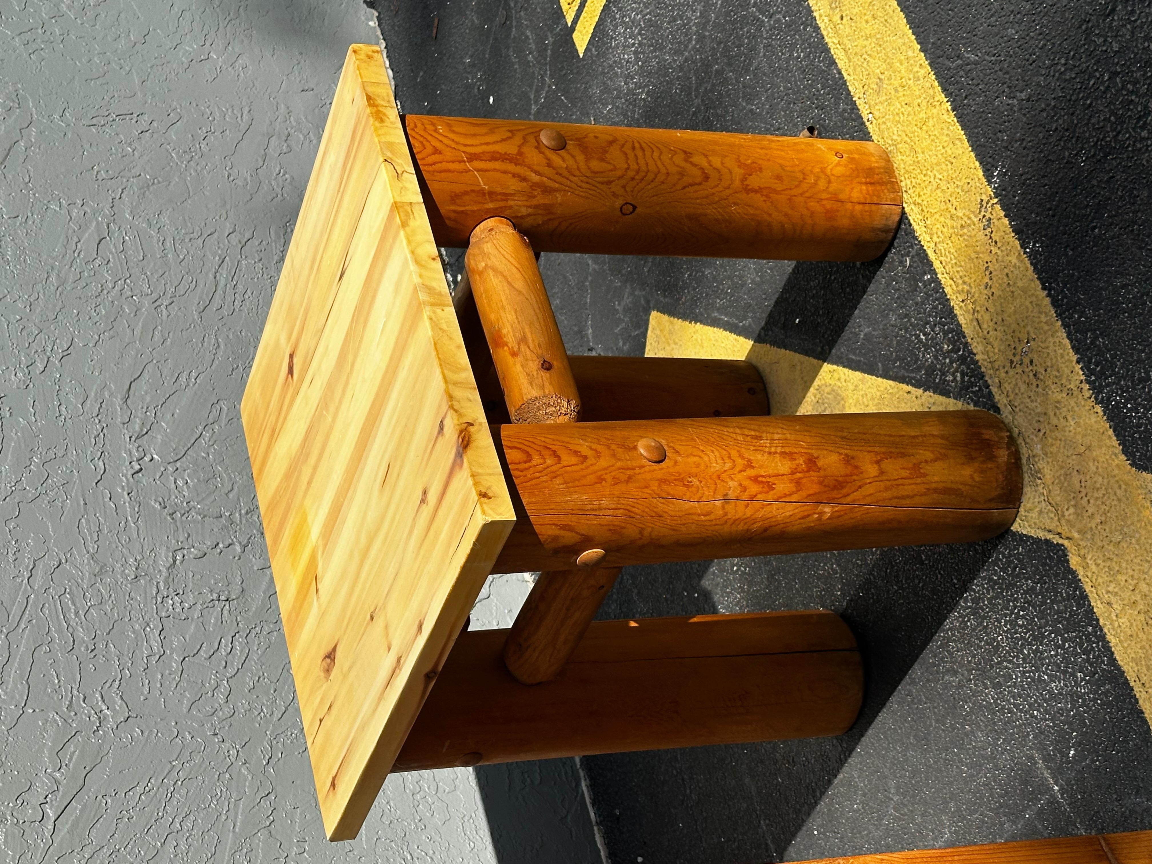 Rustic Natural Tree End Table with Removable Wood Top For Sale 5