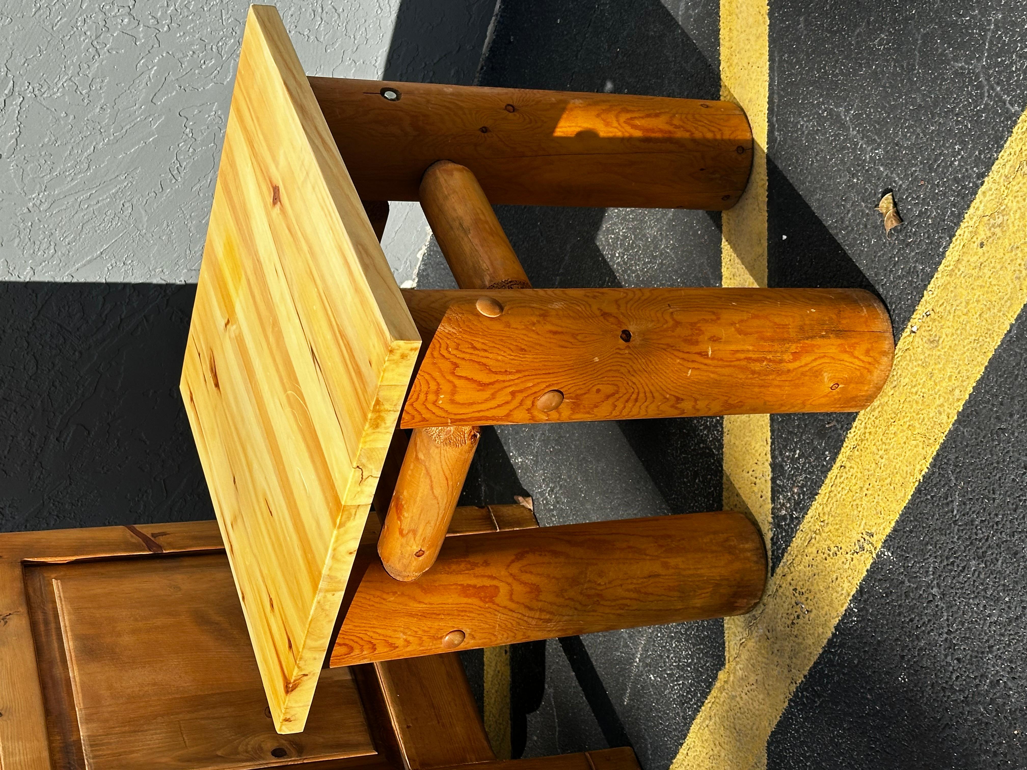 Rustic Natural Tree End Table with Removable Wood Top For Sale 6