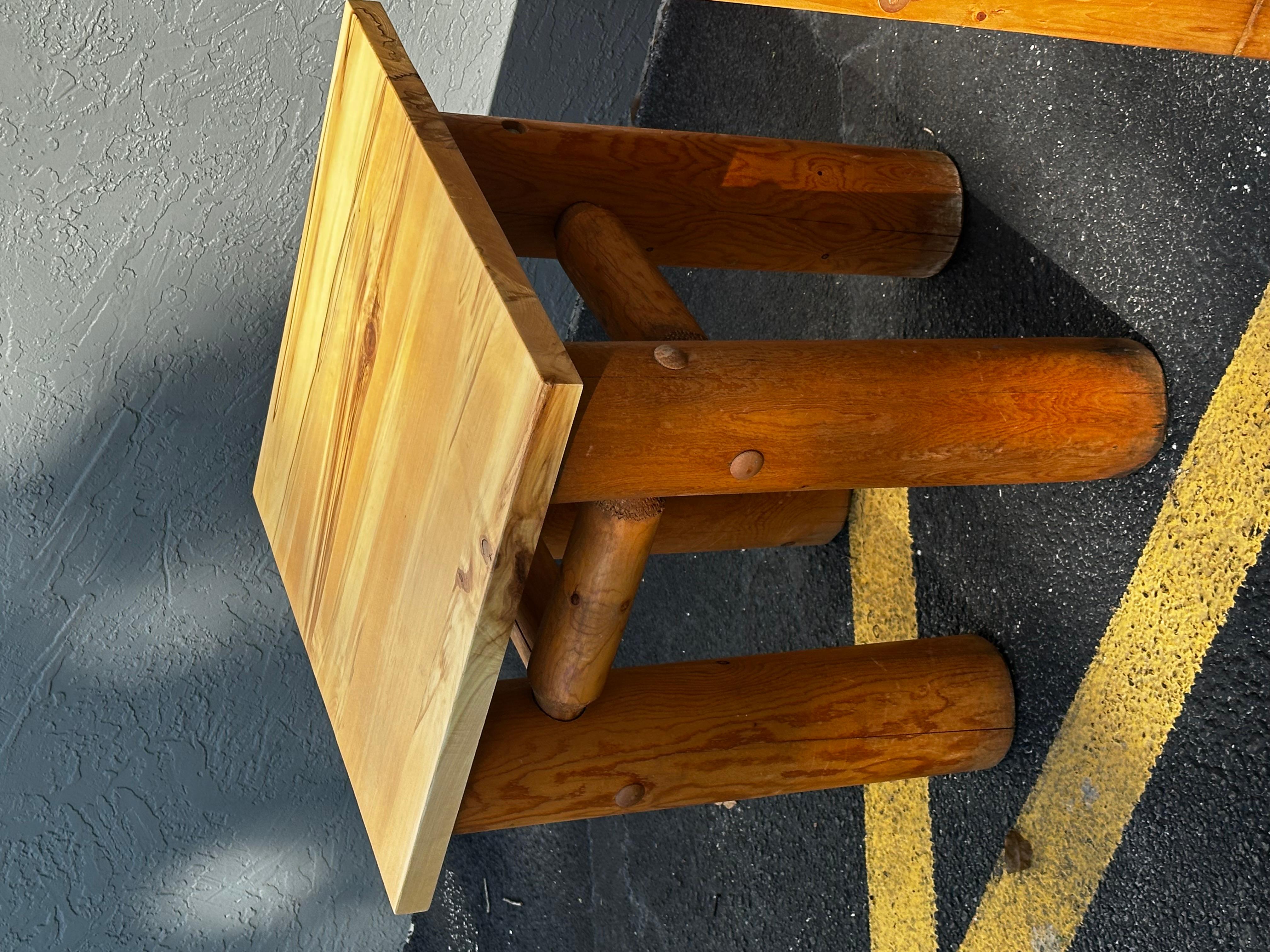 Rustic Natural Tree End Table with Removable Wood Top For Sale 7
