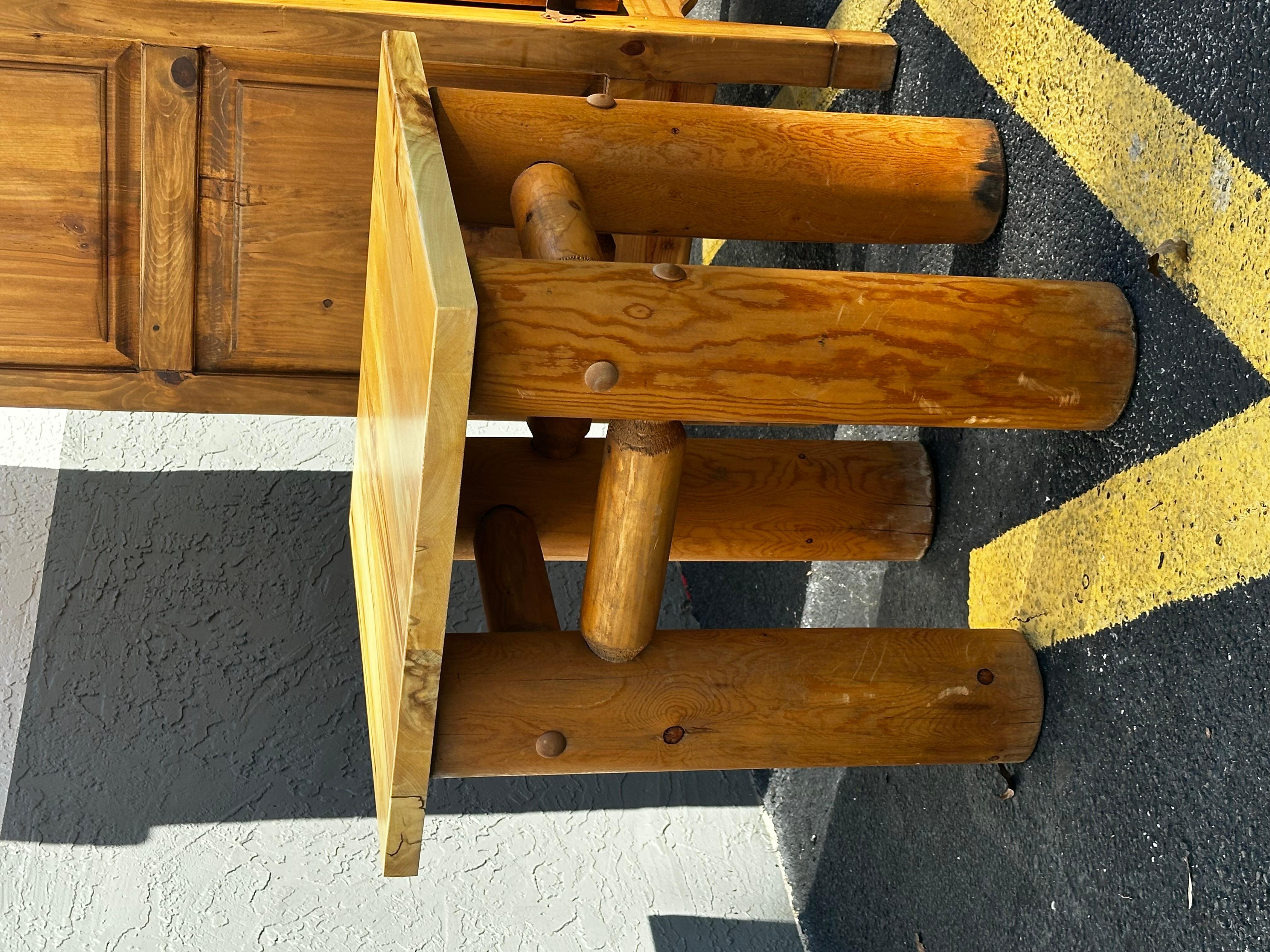 Rustic Natural Tree End Table with Removable Wood Top For Sale 8