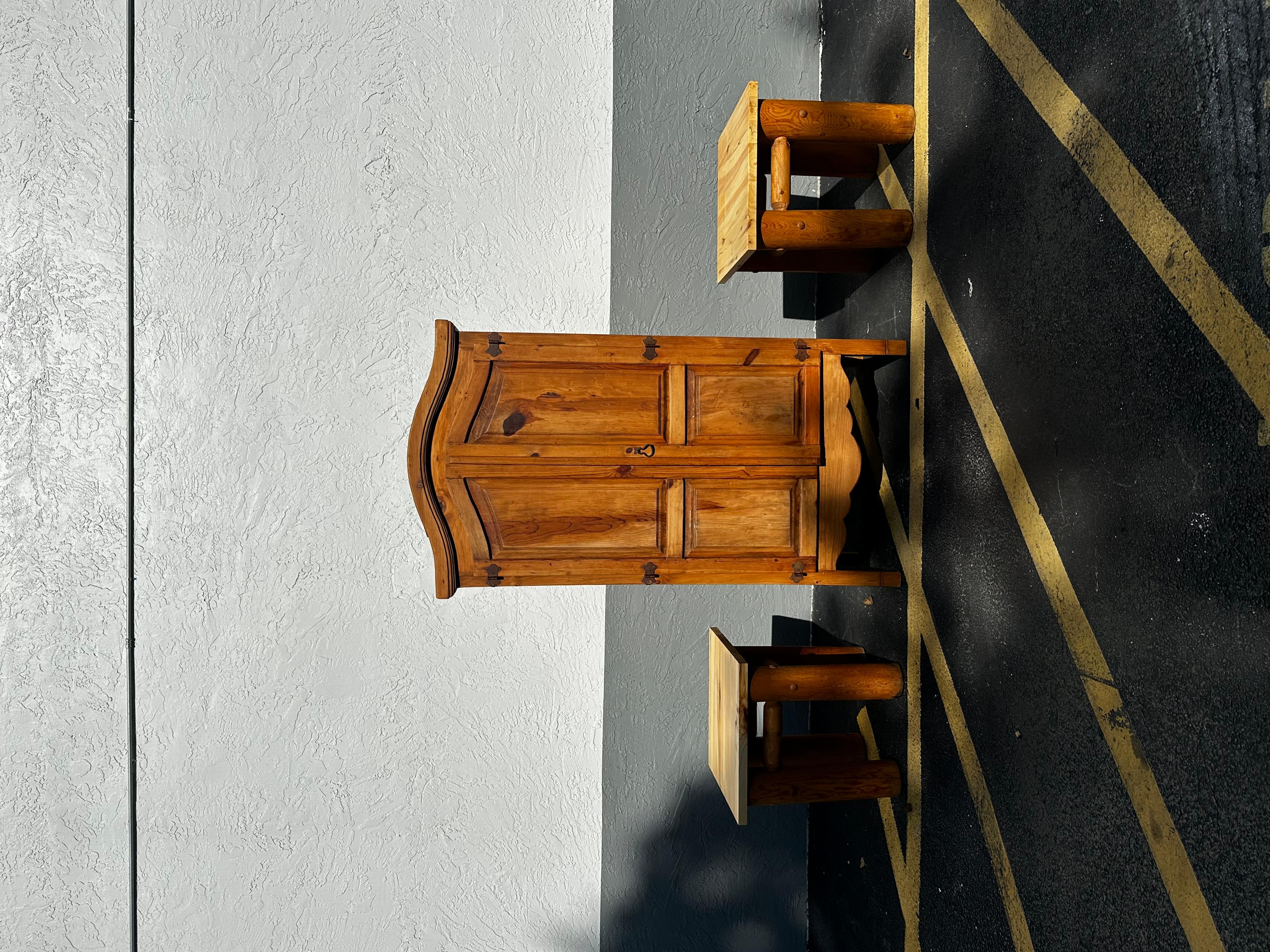 Rustic Natural Tree End Table with Removable Wood Top For Sale 1