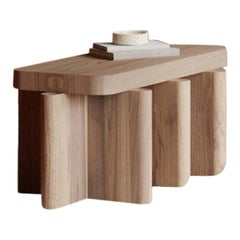 Banco rústico de madera maciza de nogal color natural Spina T3.2 de Cara Davide