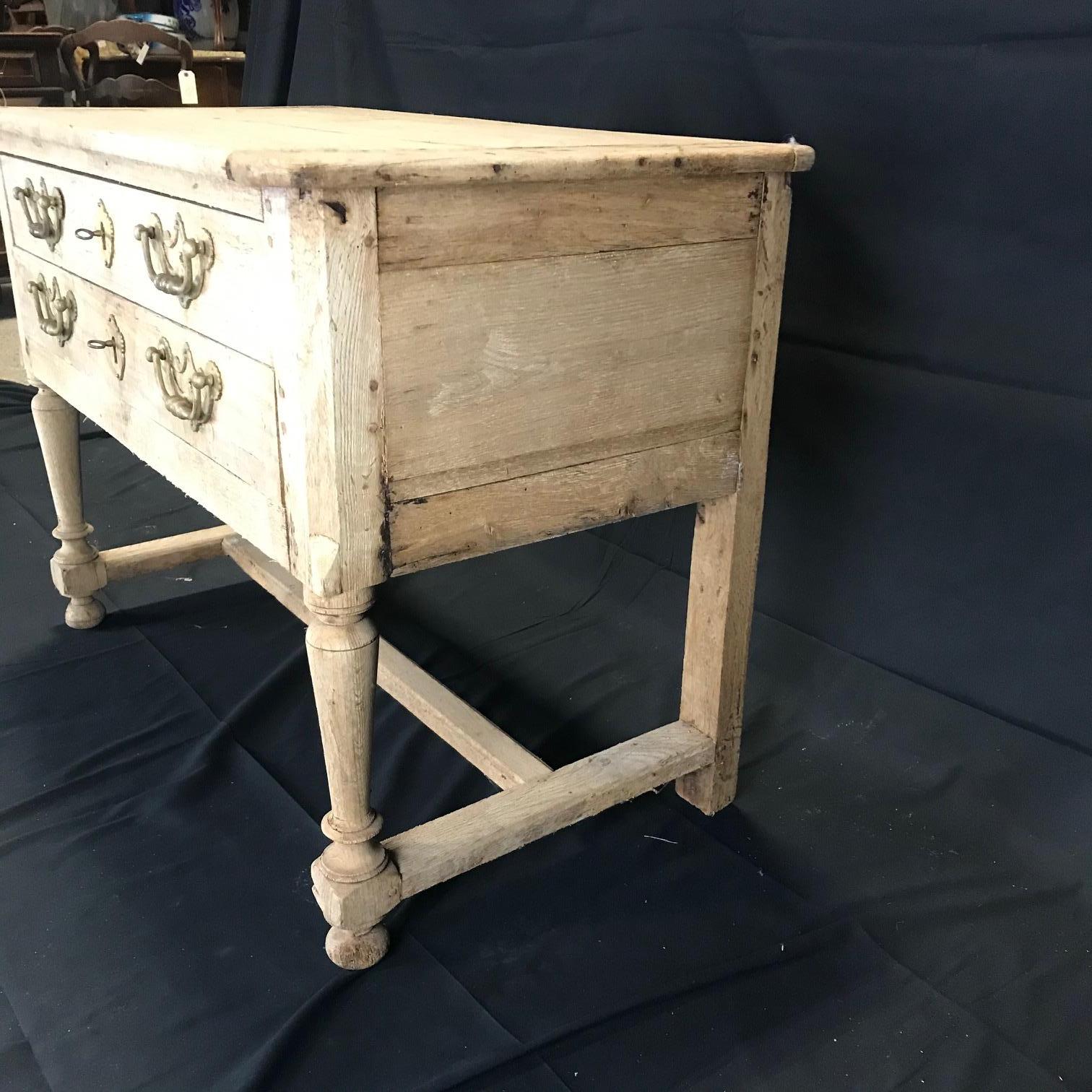 Rustic Naturally Distressed French Two-Drawer Console Table Commode 7