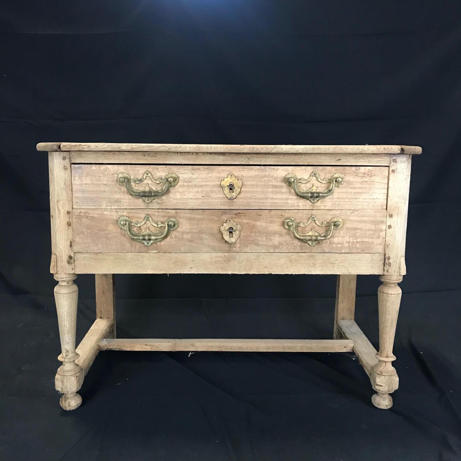 Rustic Naturally Distressed French Two-Drawer Console Table Commode 8