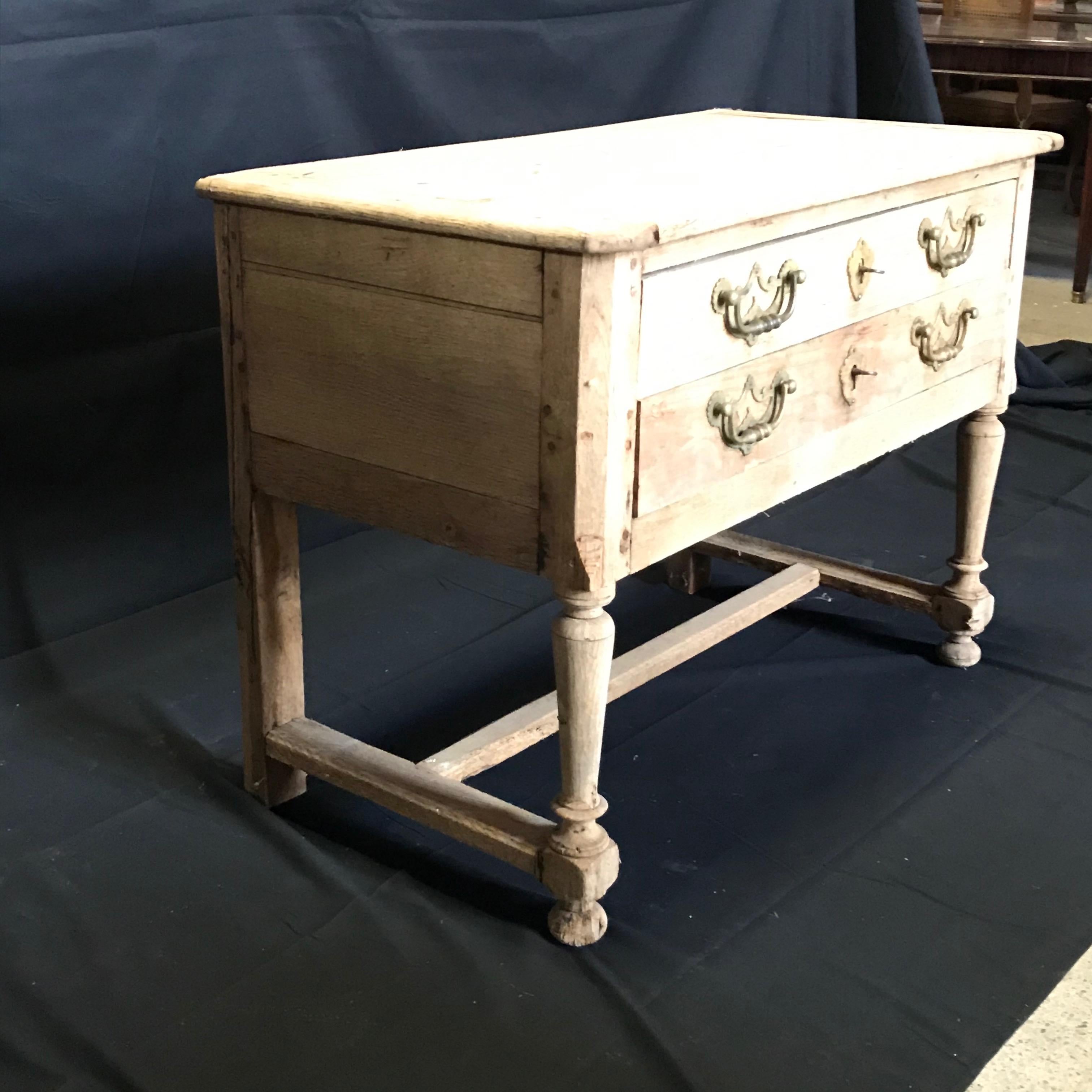 Rustic Naturally Distressed French Two-Drawer Console Table Commode 3