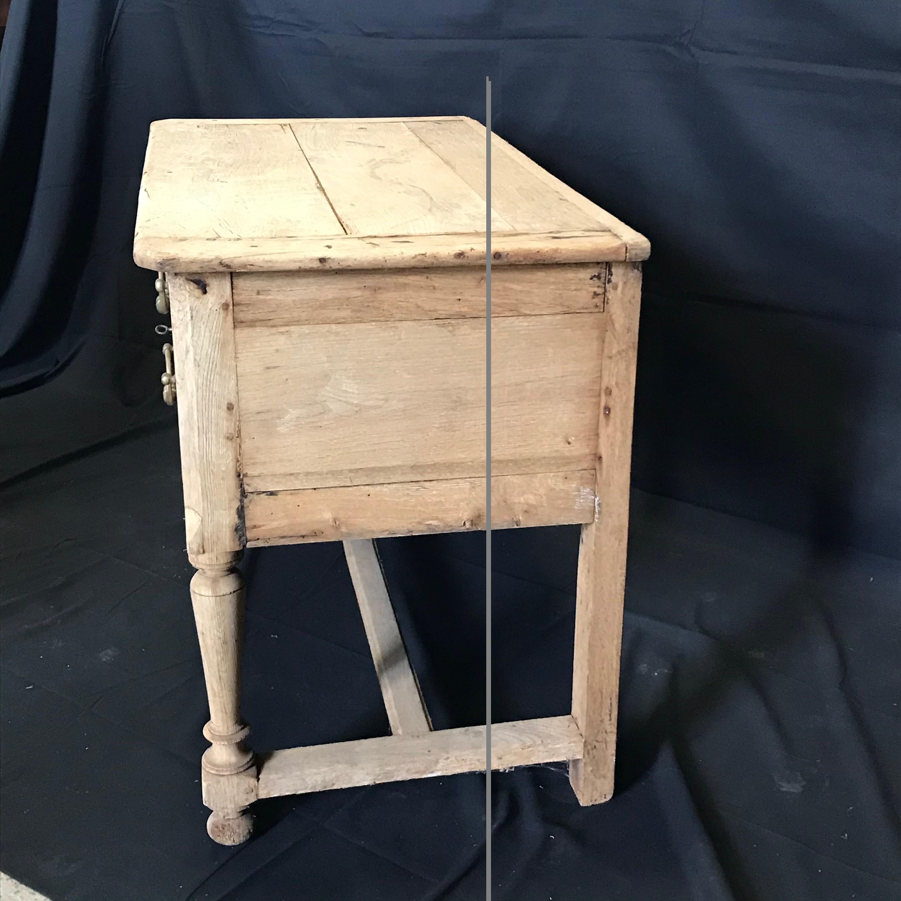 Rustic Naturally Distressed French Two-Drawer Console Table Commode 4