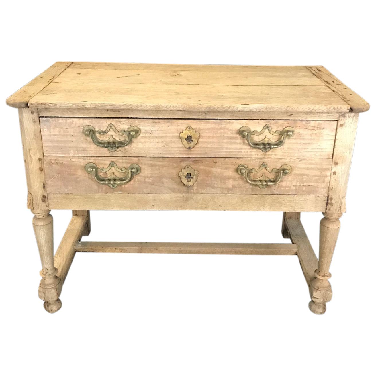 Rustic Naturally Distressed French Two-Drawer Console Table Commode