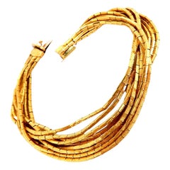 Rustic Nine Stranded 18kt Gold Bracelet 55 Grams*