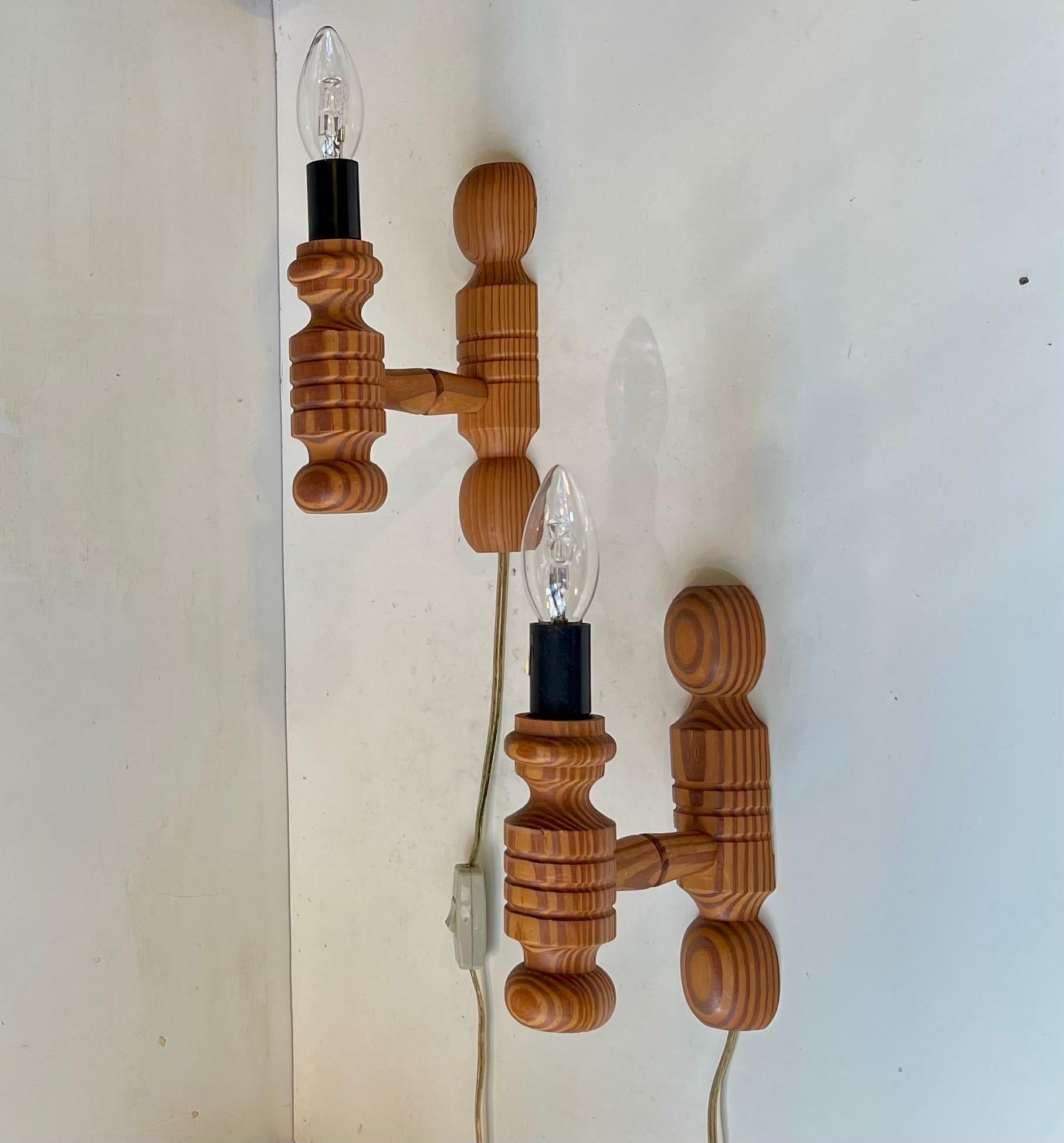 Lampes murales rustiques nordiques en pin de l'Oregon, années 1980 Bon état - En vente à Esbjerg, DK