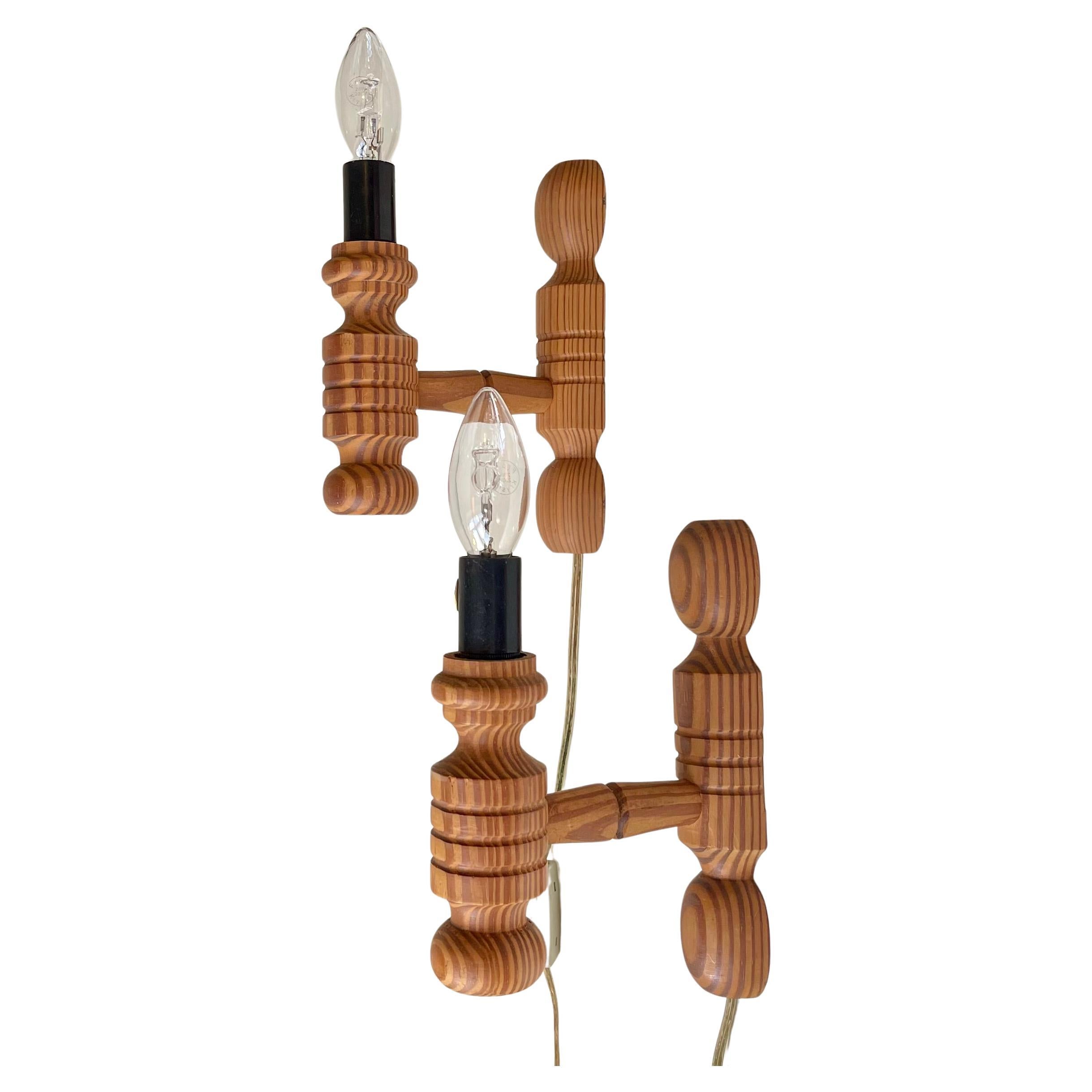 Rustikale Nordic Wall Lights aus Oregon Pine, 1980er Jahre