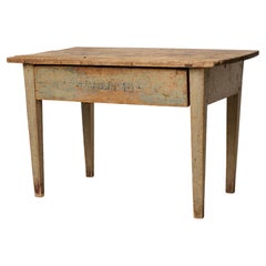 Rustic Northern Swedish Farm House Country Table with Original Paint and Patina