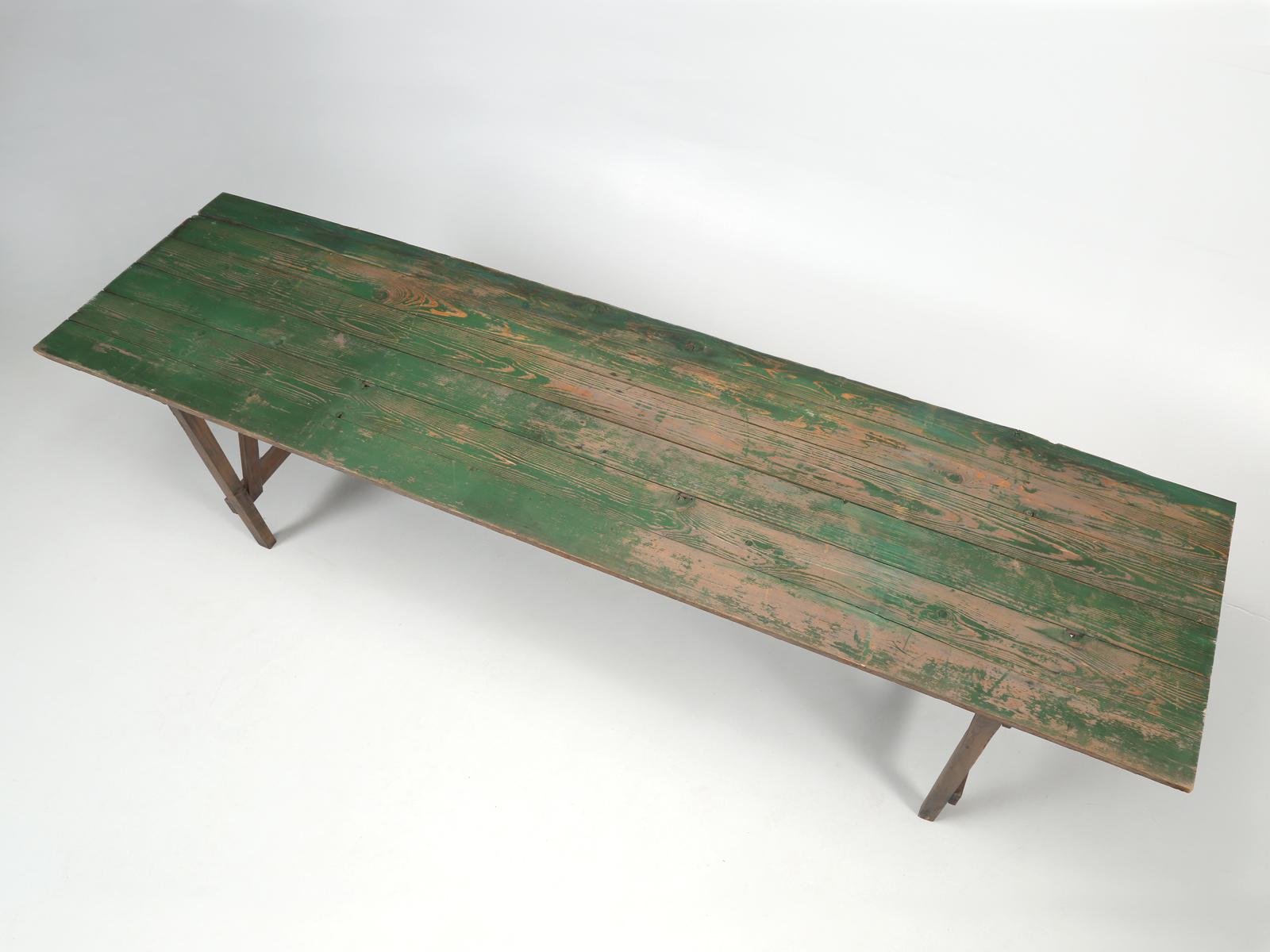 American Rustic Northern Wisconsin Farm Table, Original Paint Long and It Folds Flat