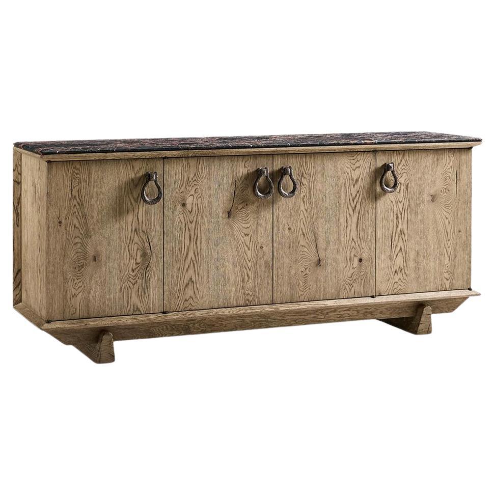 Rustic Oak and Marble Buffet