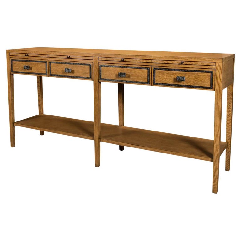 Rustic Oak and Metal Console Table For Sale at 1stDibs