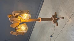 Stehlampe aus rustikalem Eichenholz und Murano-Glas, 1960er Jahre