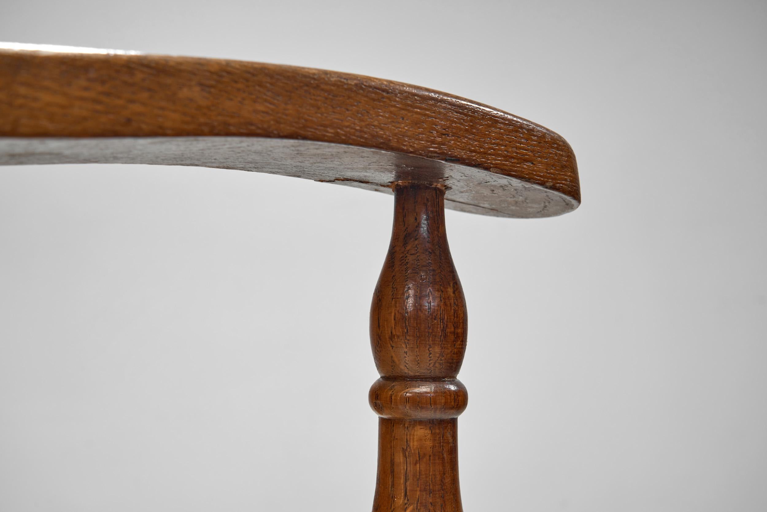 Rustic Oak and Rush Armchair, Europe 1930s For Sale 7
