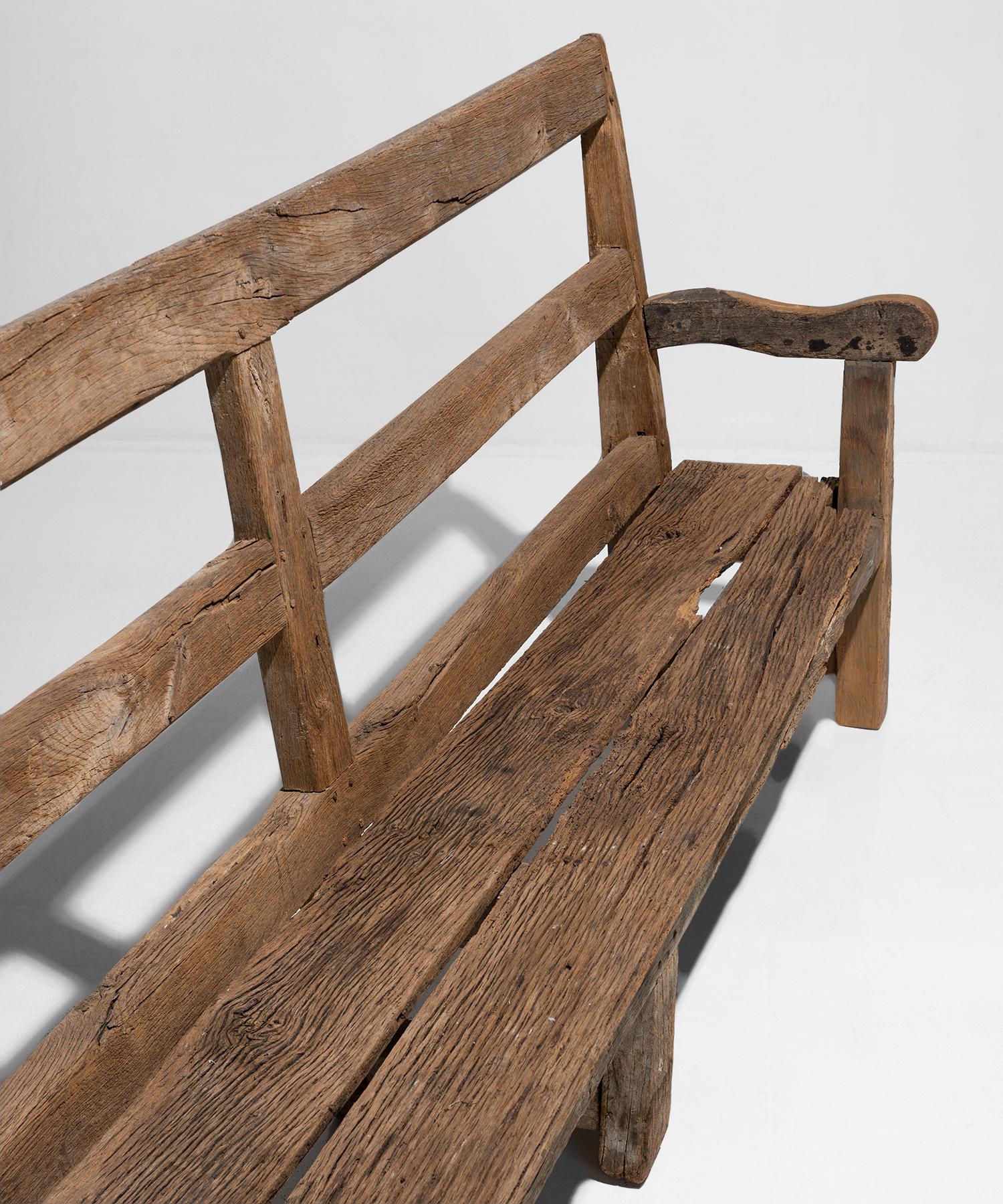 rustic oak benches