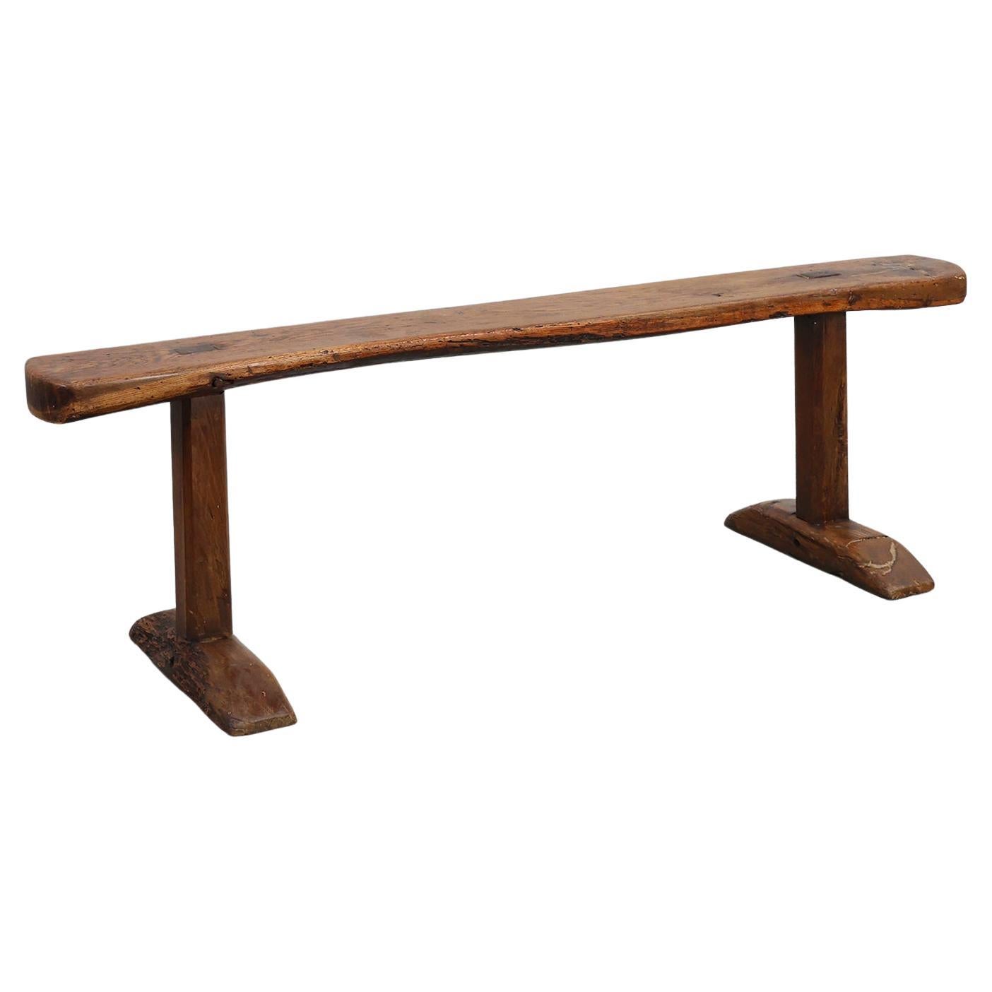 Rustic oak bench, France, Mid 19th century For Sale