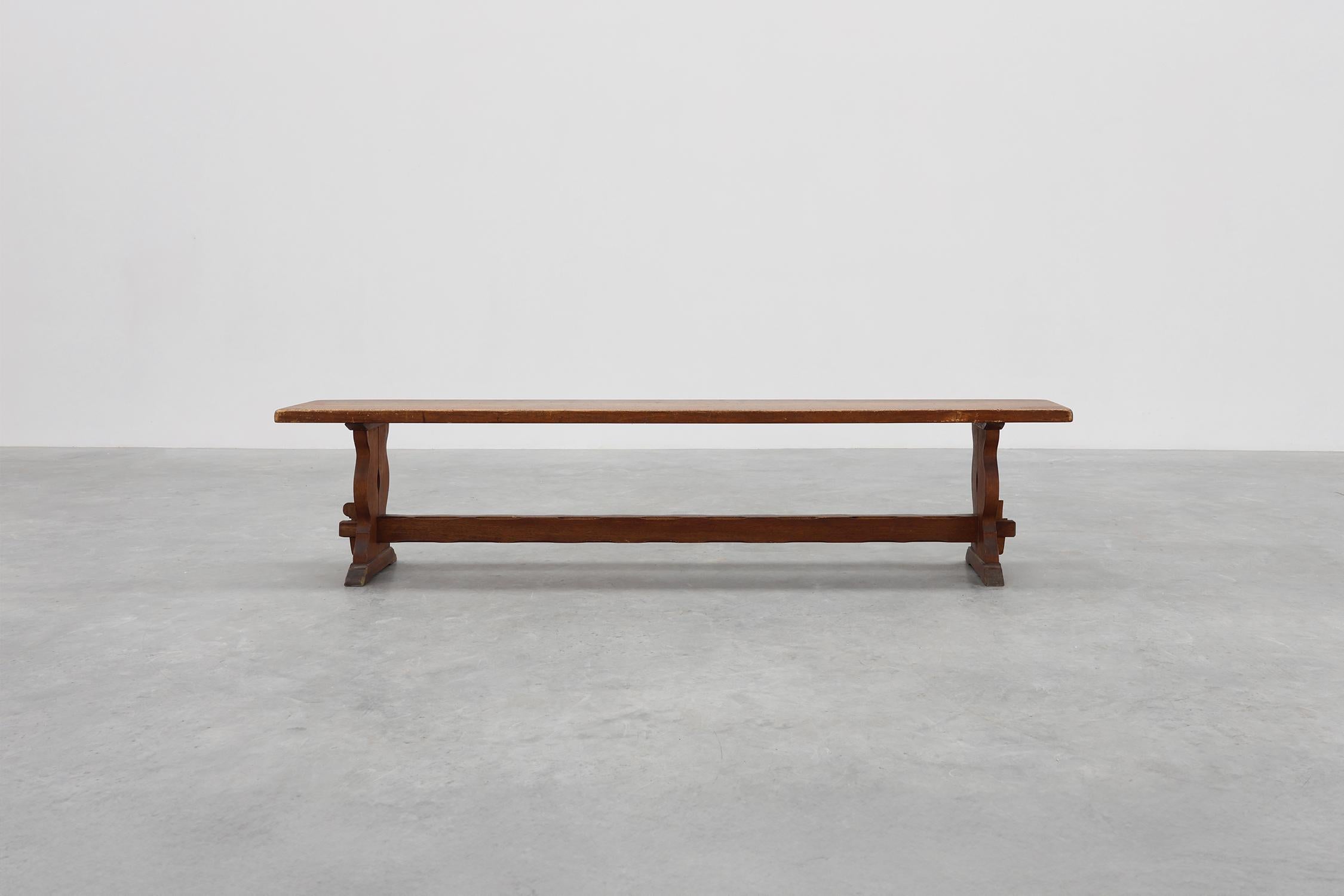 Francese Panca rustica in quercia con una bella patina, Francia ca. 1900 in vendita