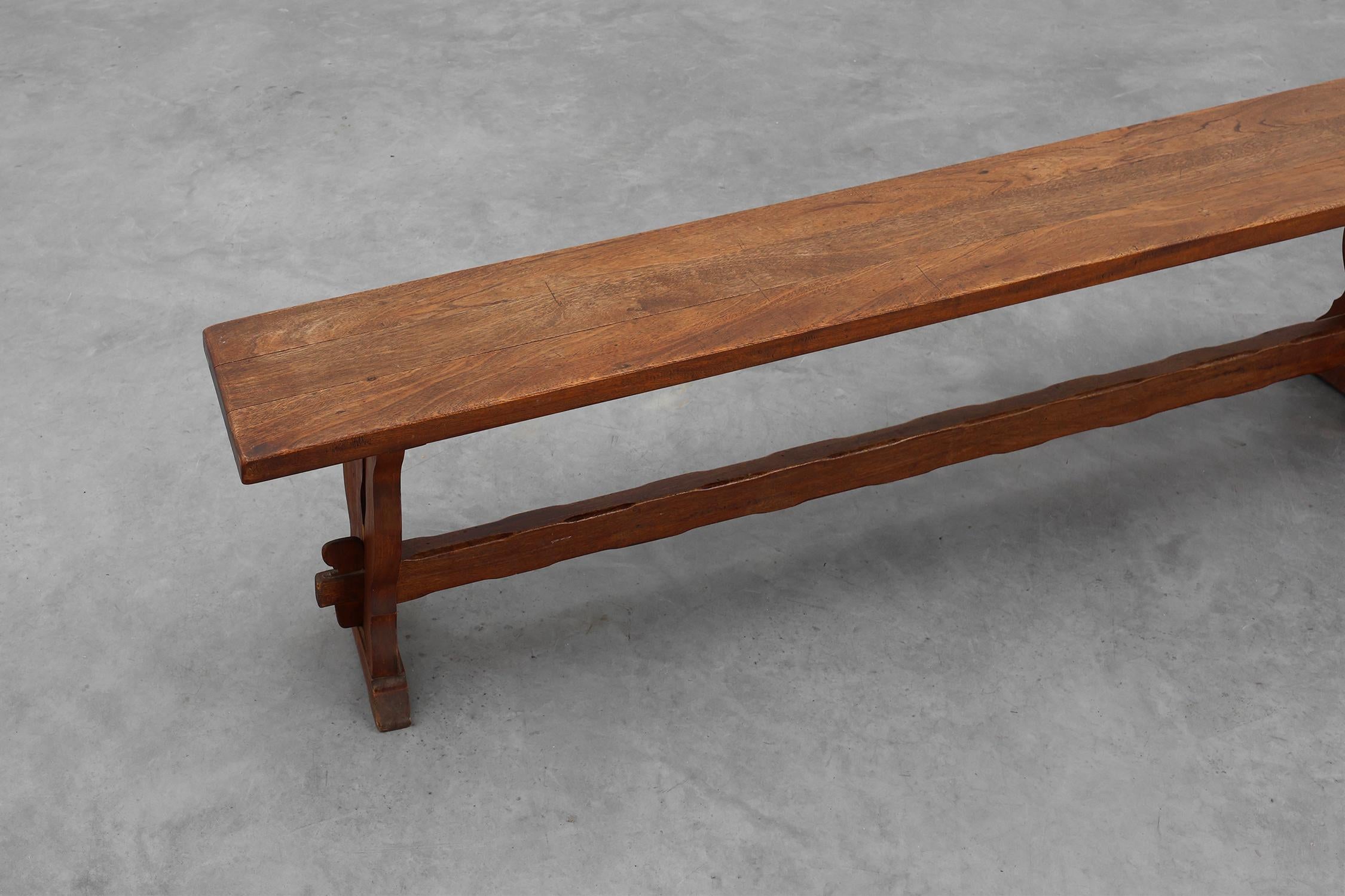 Francese Panca rustica in quercia con una bella patina, Francia ca. 1900 in vendita