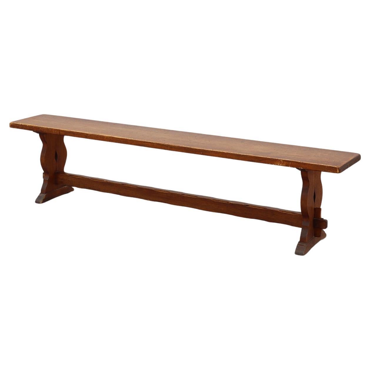 Banc rustique en chêne avec une belle patine, France ca. 1900