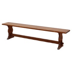 Banc rustique en chêne avec une belle patine, France ca. 1900