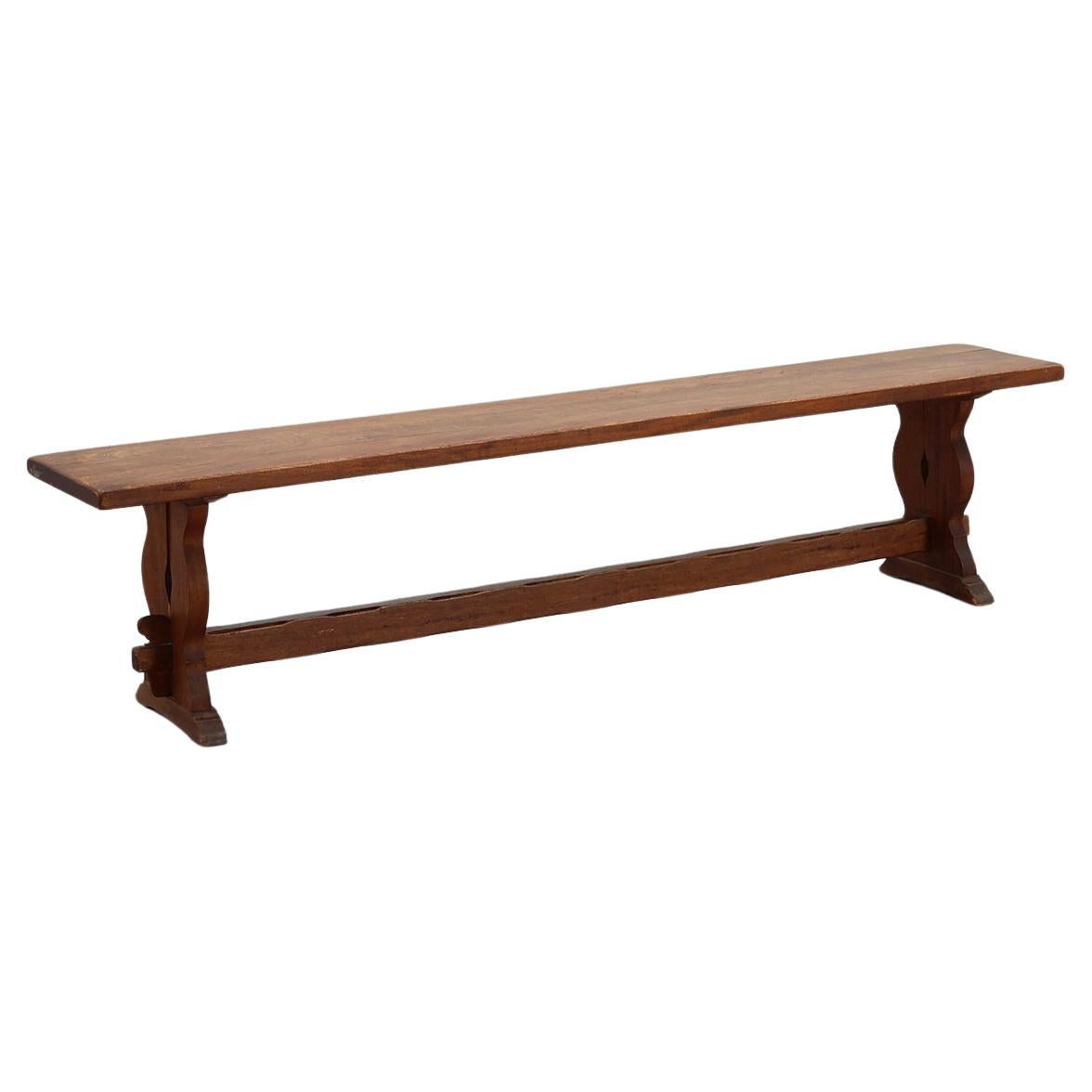 Banc rustique en chêne avec une belle patine, France ca. 1900