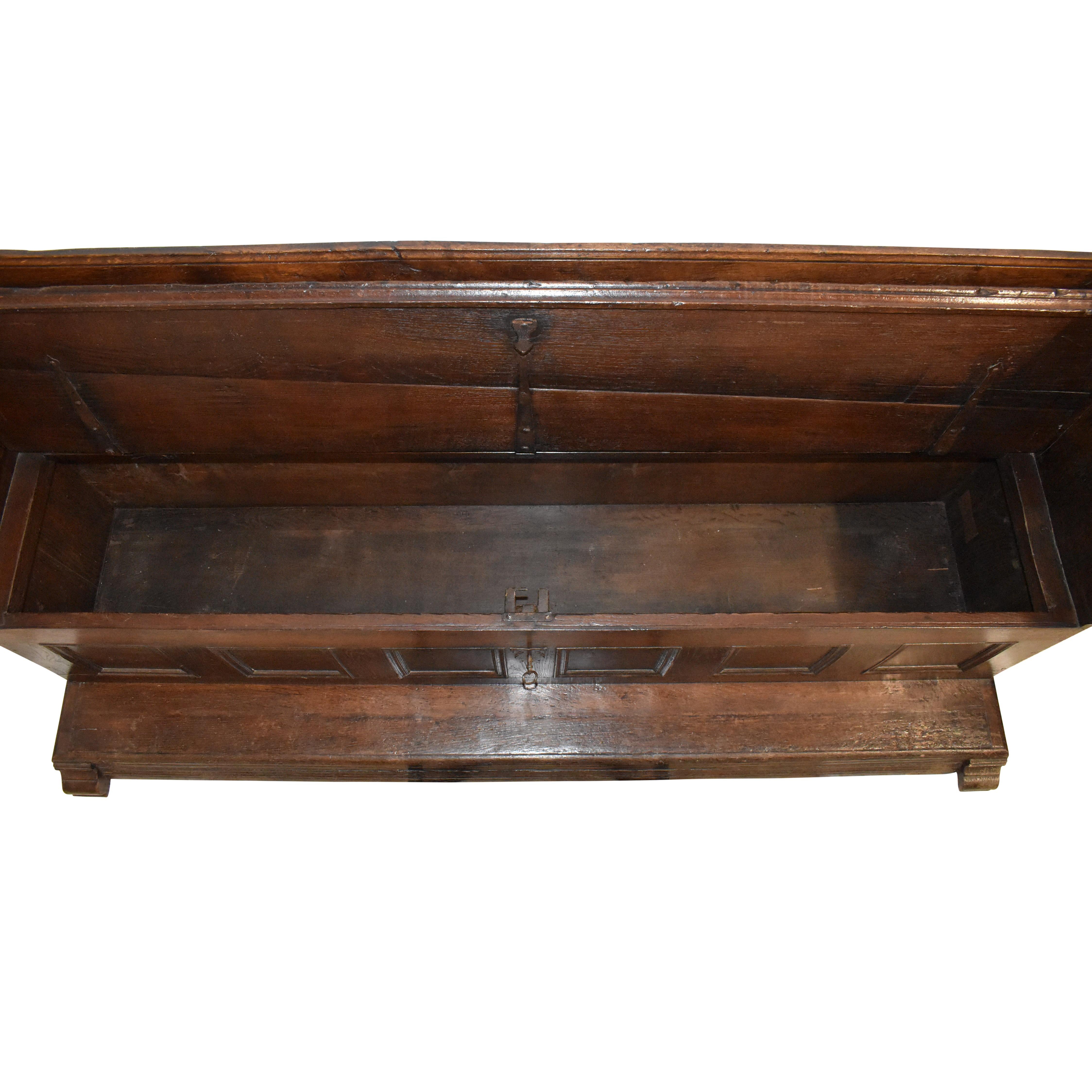 19th Century Rustic Oak Bench with Storage For Sale