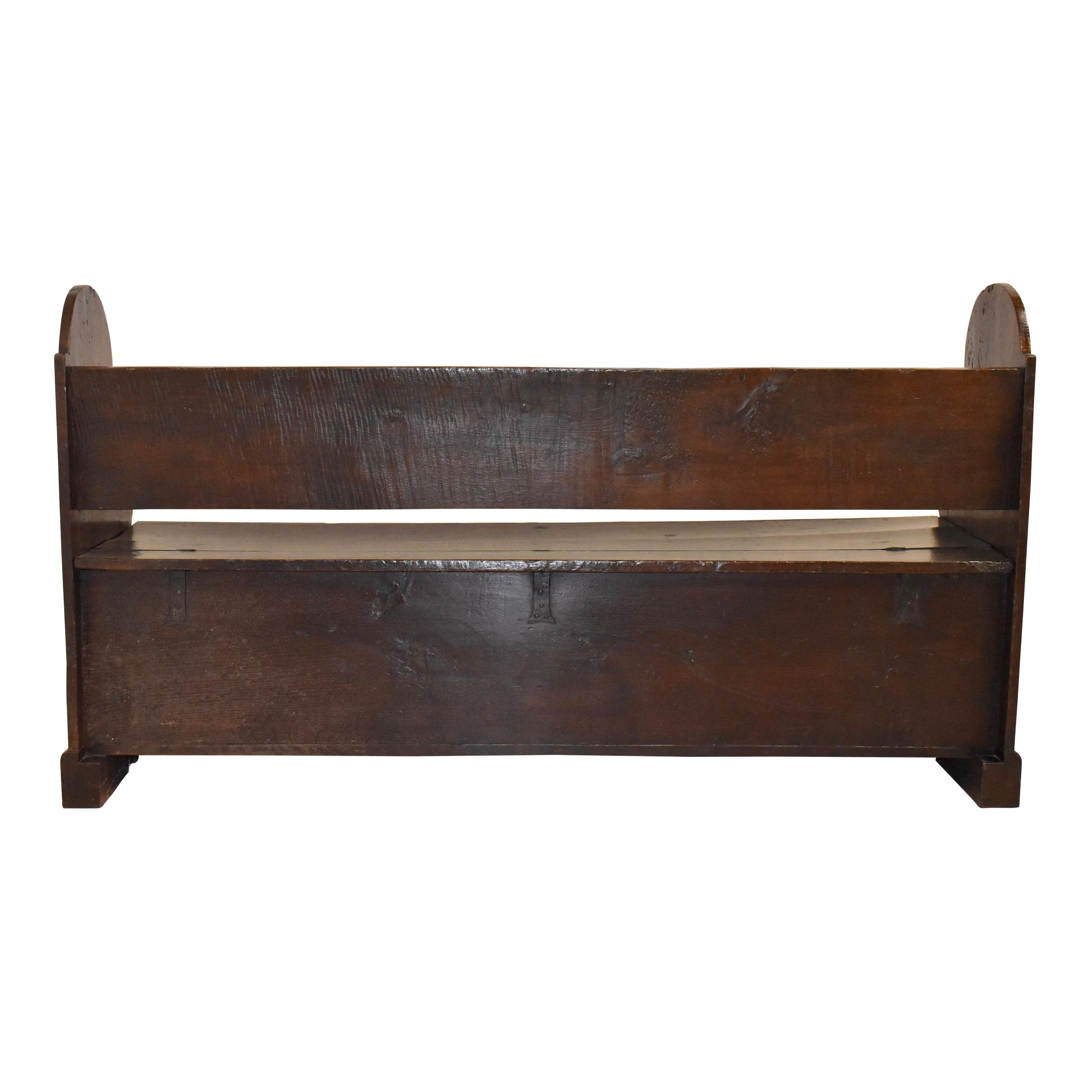 Rustic Oak Bench with Storage For Sale 2