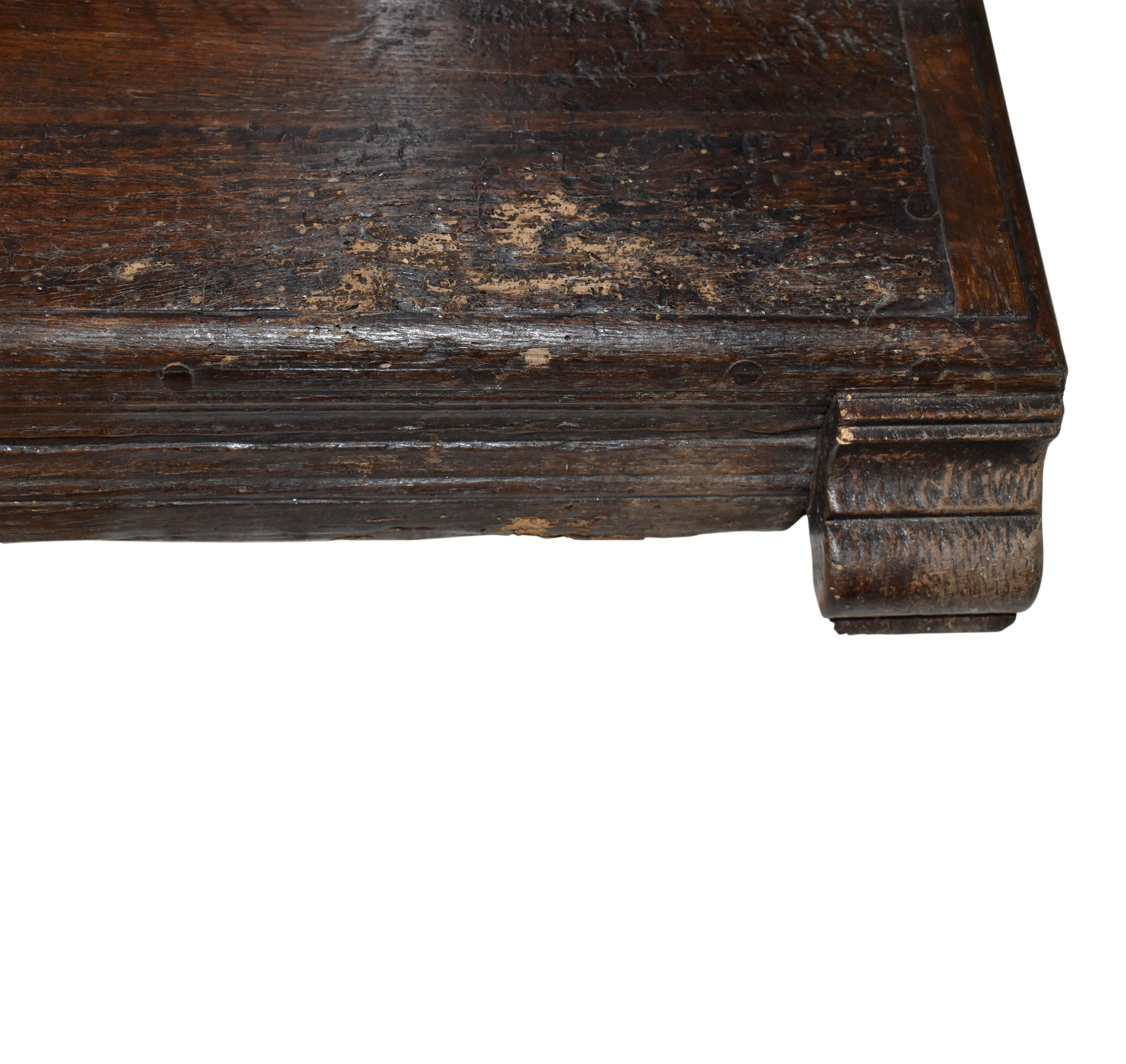 Rustic Oak Bench with Storage For Sale 3