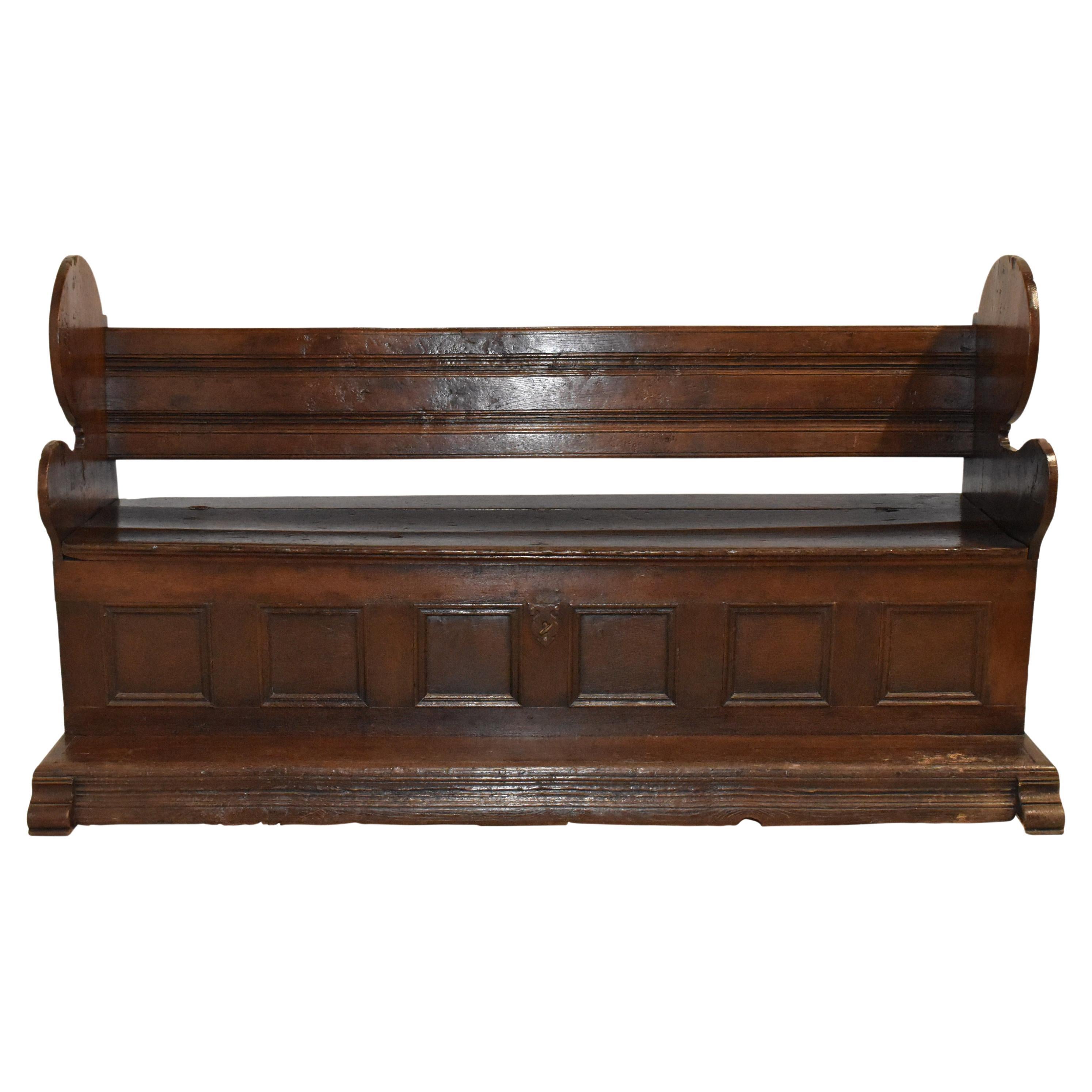 Rustic Oak Bench with Storage For Sale