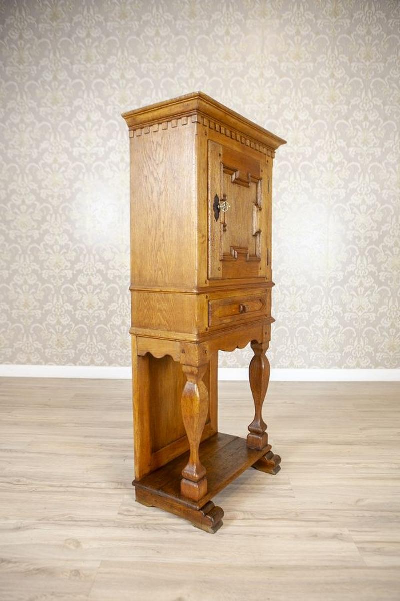 European Rustic Oak Cabinet From the Late 19th Century in Light Brown For Sale