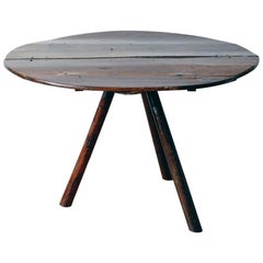 Rustic Oak Center Table with Tripod Base