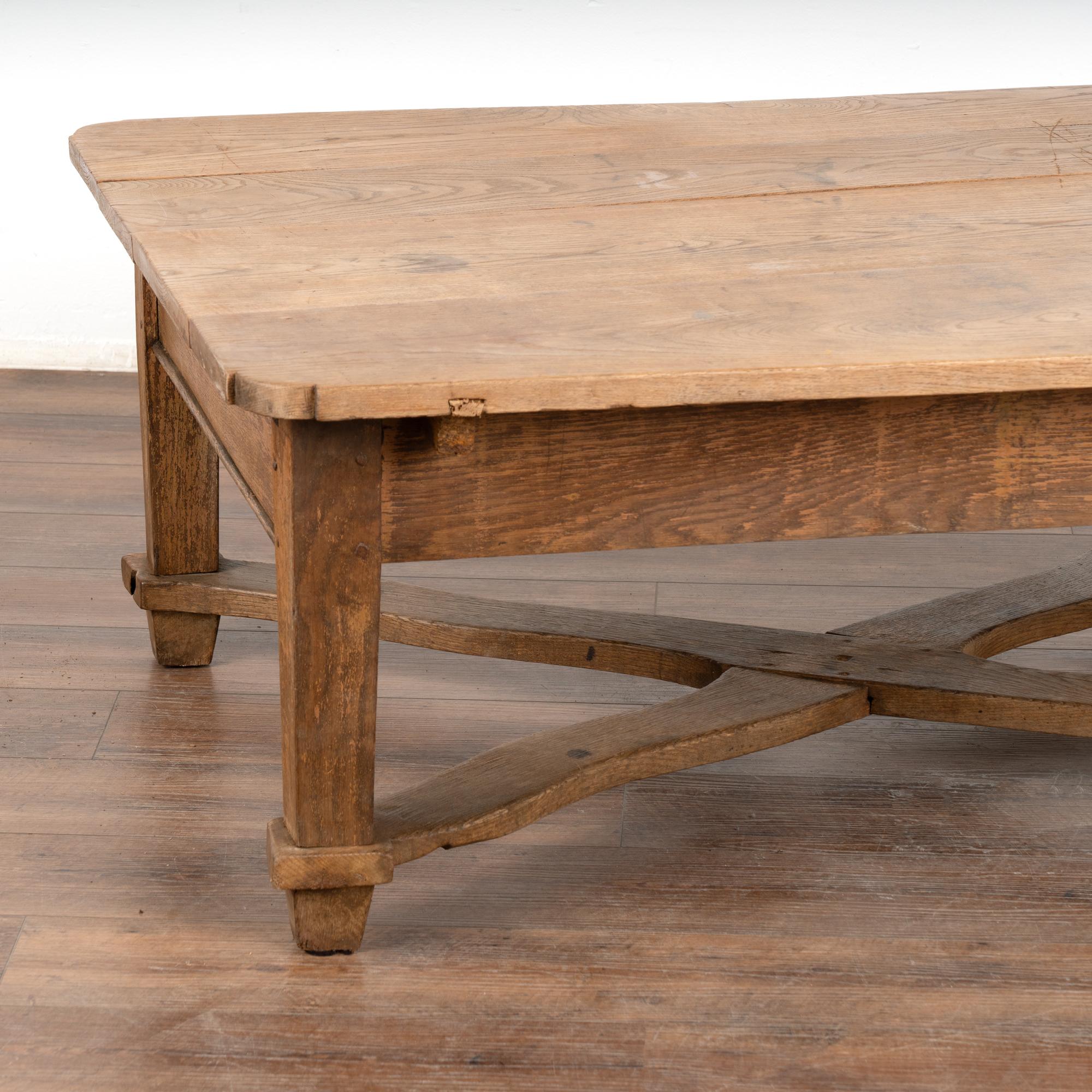 Rustic Oak Coffee Table, Hungary circa 1900's In Good Condition For Sale In Round Top, TX