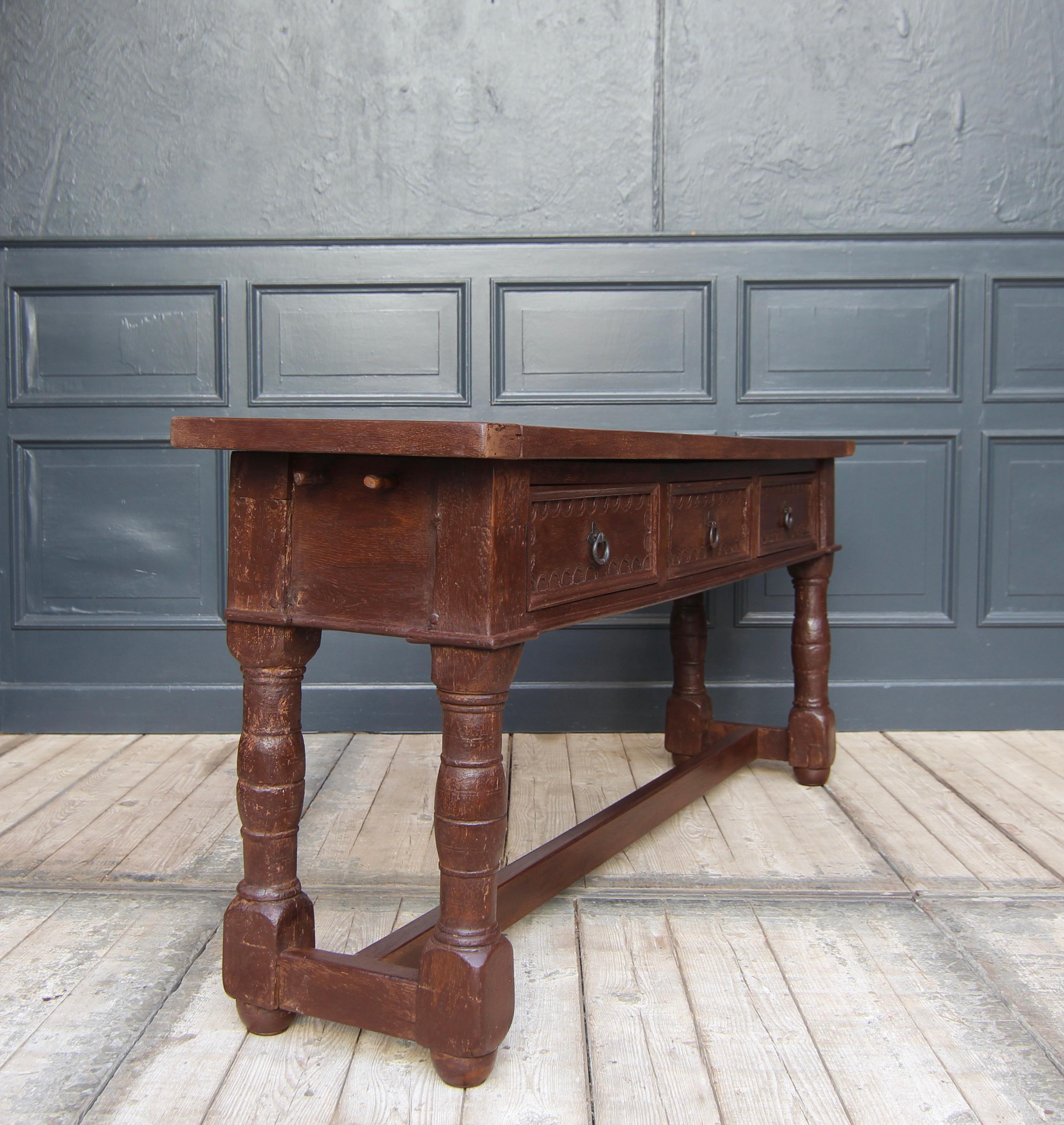 Rustic Oak Console Table For Sale 11