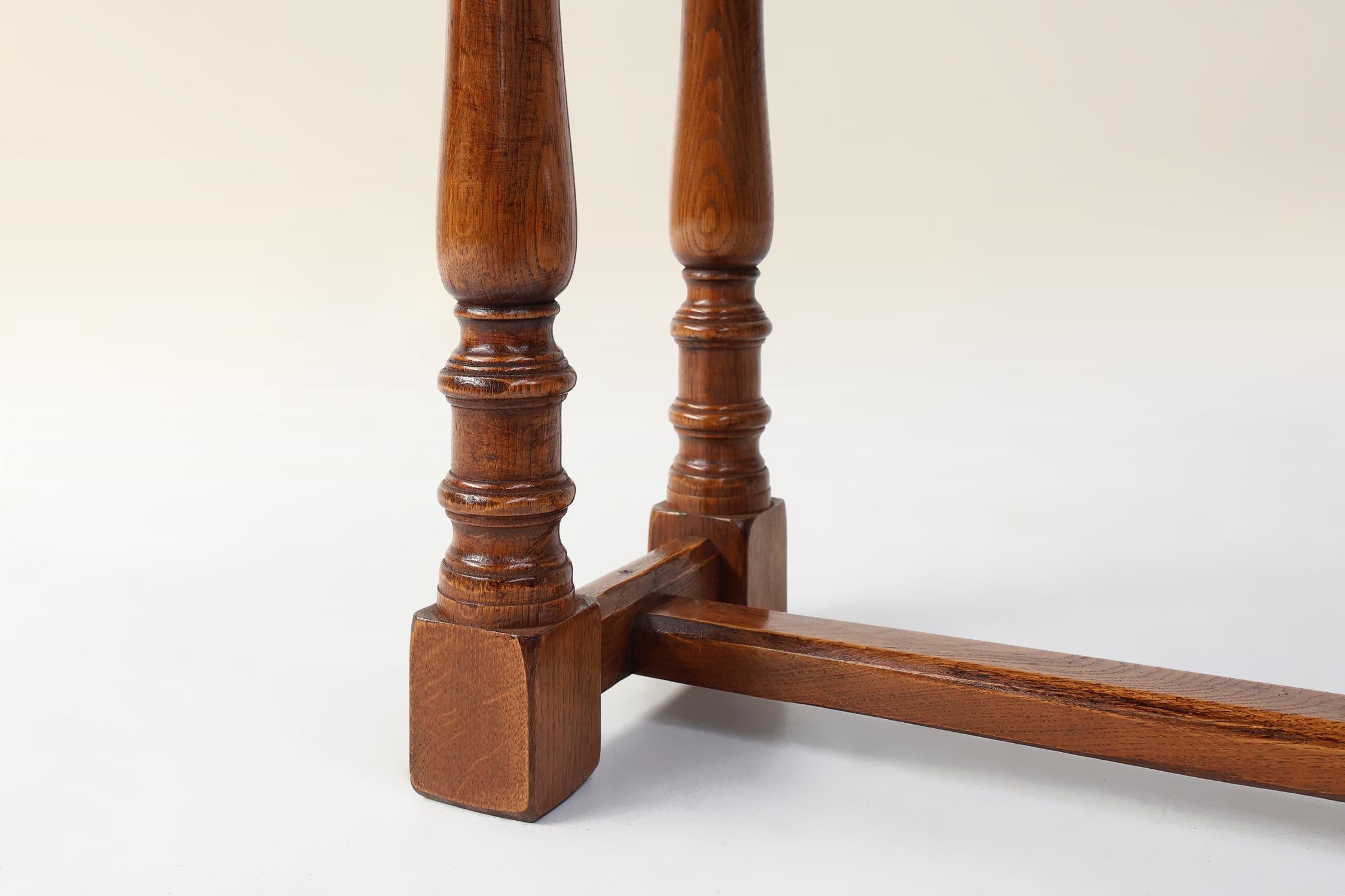 Hand-Crafted Rustic oak console table with drawer, Belgium ca. 1800 For Sale