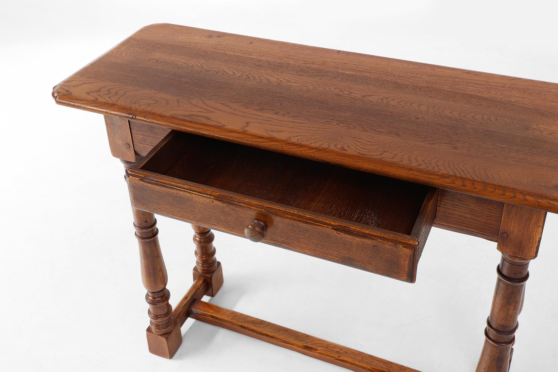 18th Century Rustic oak console table with drawer, Belgium ca. 1800 For Sale
