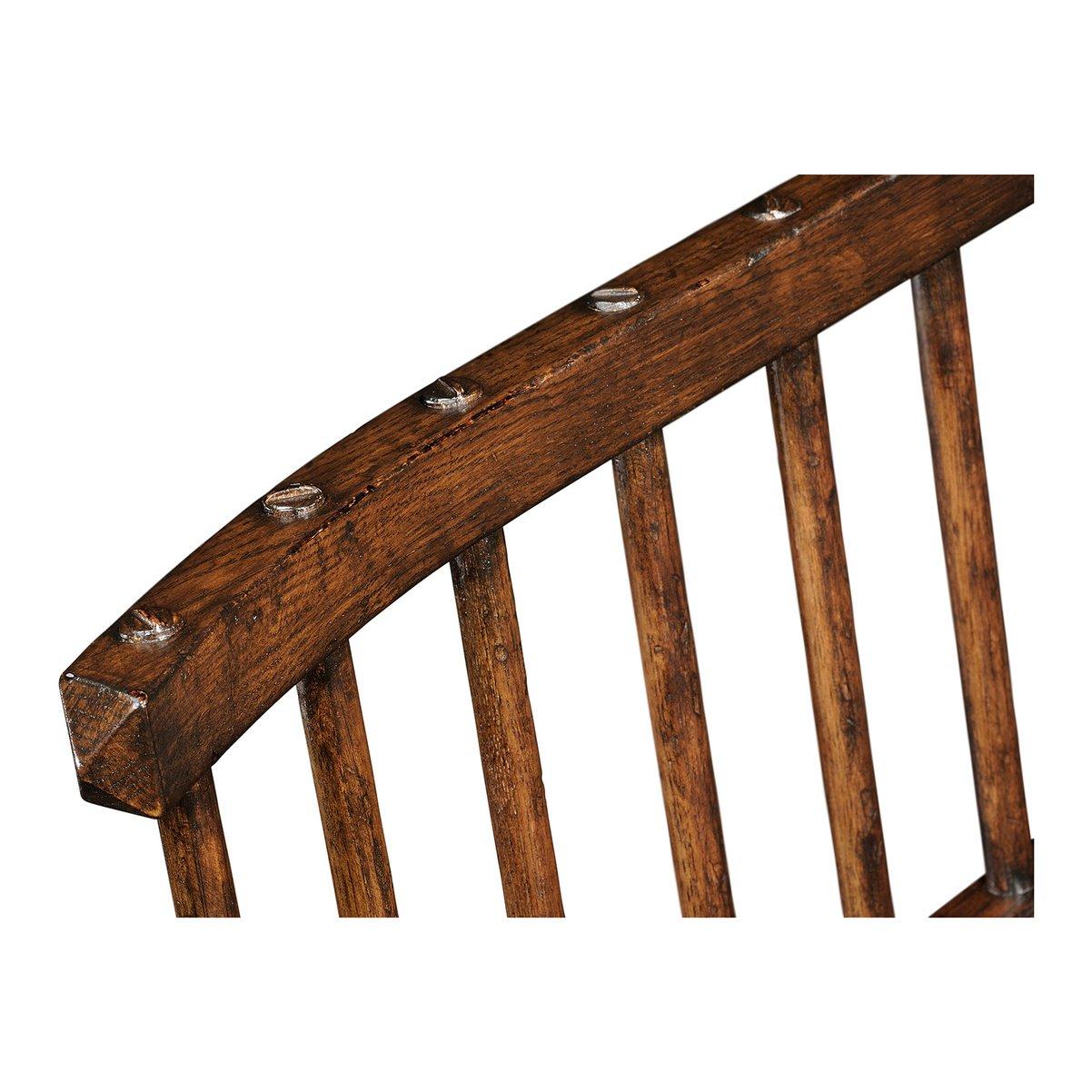Rustic Oak Country Bench In New Condition For Sale In Westwood, NJ