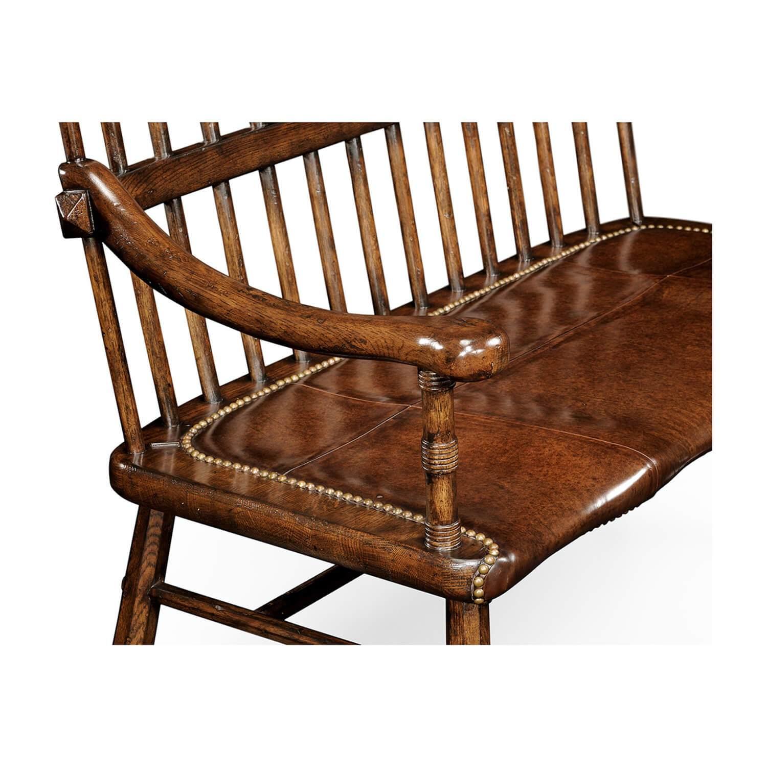 Contemporary Rustic Oak Country Bench For Sale