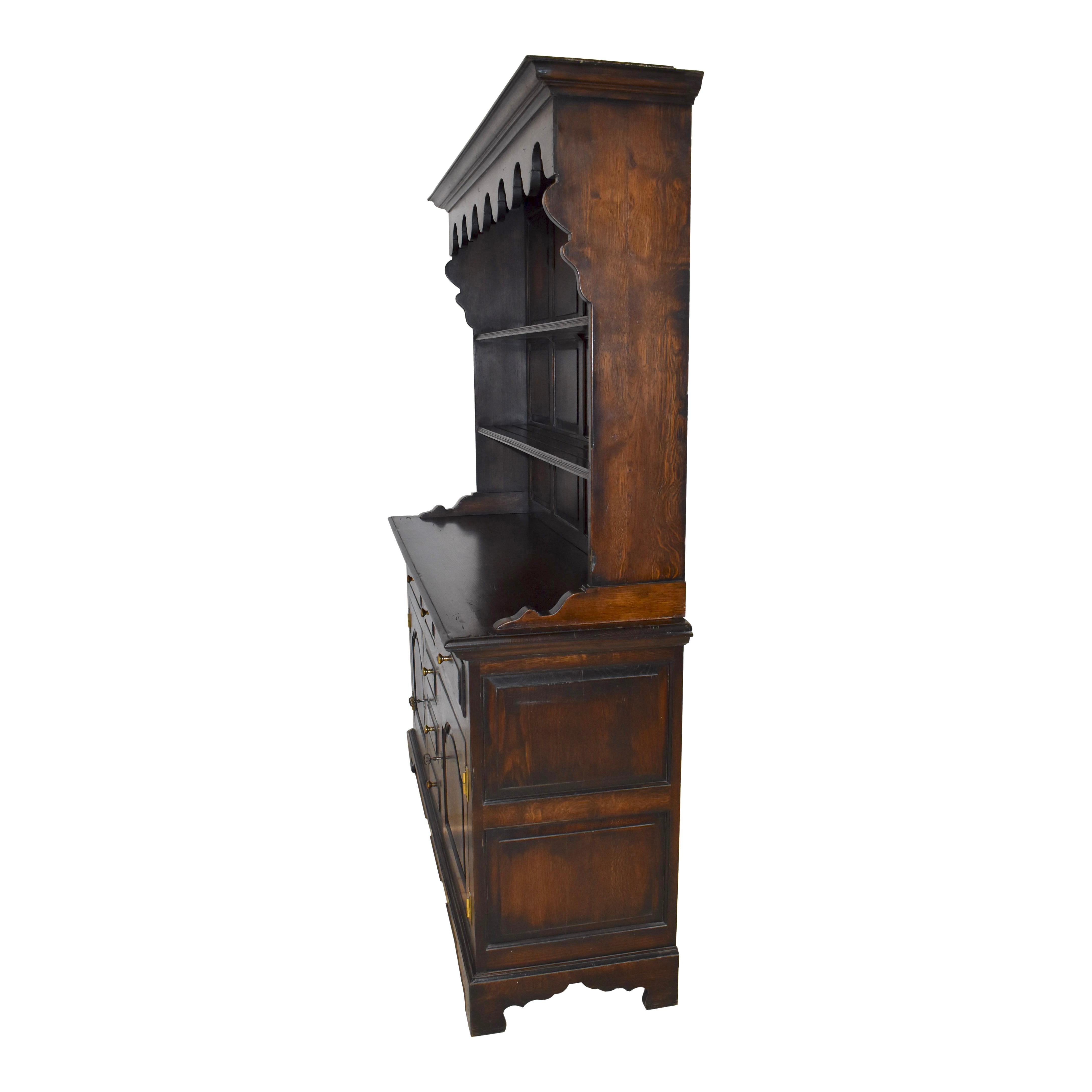 Belgian Rustic Oak Cupboard Display Cabinet, Mid-Century For Sale