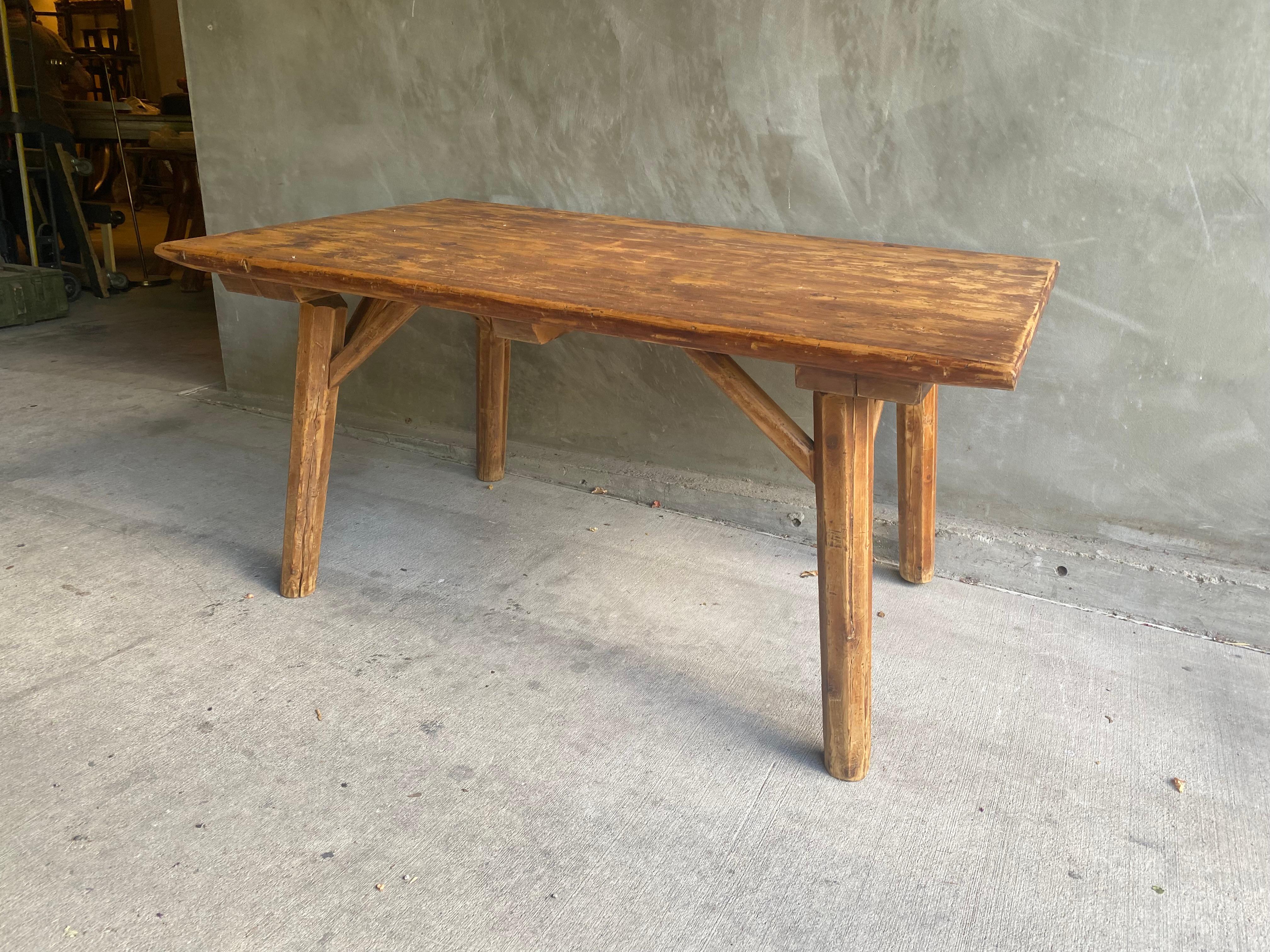 Rustic Oak Dining Table, 19th Century In Fair Condition In Austin, TX