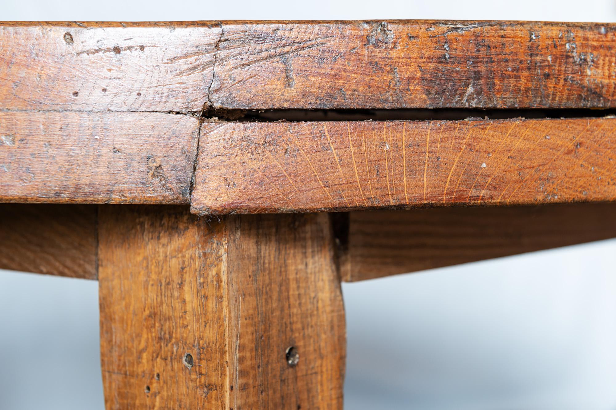 Rustic Oak Dining Table, France, 1900 5