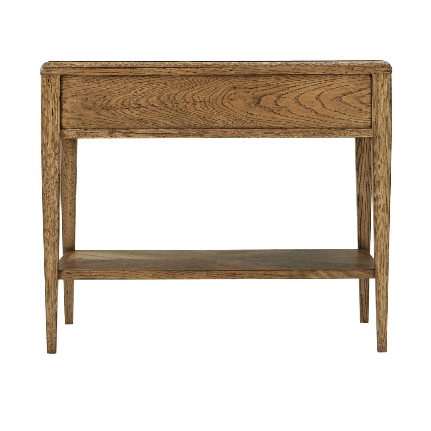 Contemporary Rustic Oak End Table For Sale