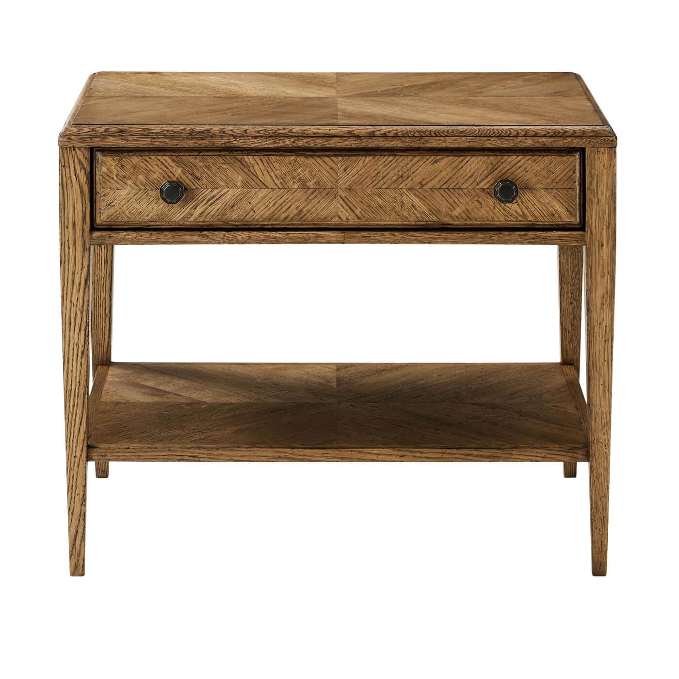 Wood Rustic Oak End Table For Sale