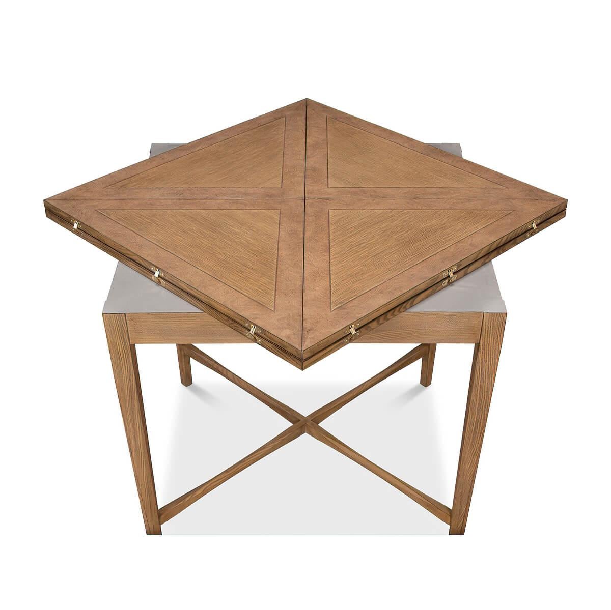 Wood Rustic Oak Envelope Game Table For Sale