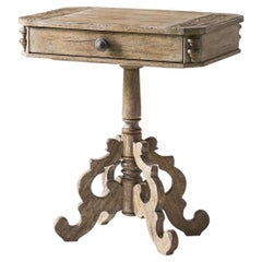 Rustic Oak French Country Pedestal Side Table