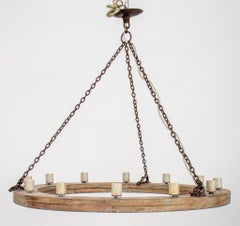Rustic Oak & Iron Chain 12 Light Chandelier