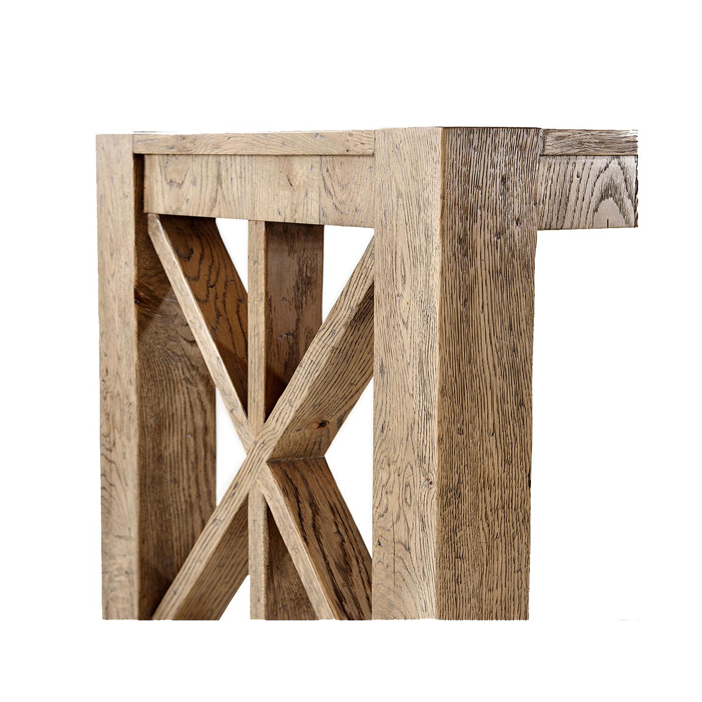 Contemporary Rustic Oak Large Console Table For Sale